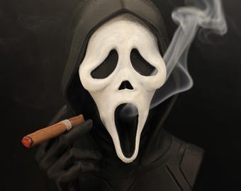 Hand-Painted Scream-Inspired Incense Cone Burner | 3D Printed Horror Decor | Smoking Mask Figurine | Halloween Gift