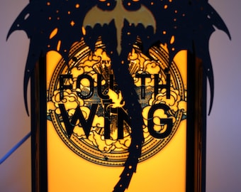 Vierter Flügel LED-Leuchtbox Buch Nook Fantasy Dragon Lamp BookNook 4th Wings