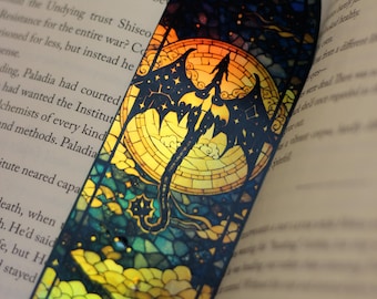 Fourth Wing Dragon Bookmark – Stained Glass Dark Fantasy, Bookish Gift, Iron Flame Onyx Storm