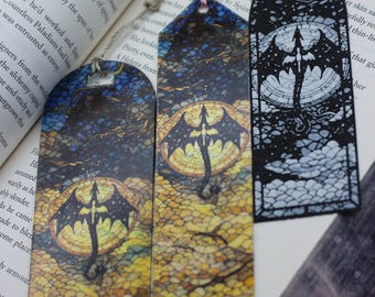 Fourth Wing Dragon Bookmark with Tassel, Acrylic Stained Glass Fantasy Reader Gift, Iron Flame