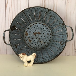 Vintage Gray Graniteware Enamelware Colander