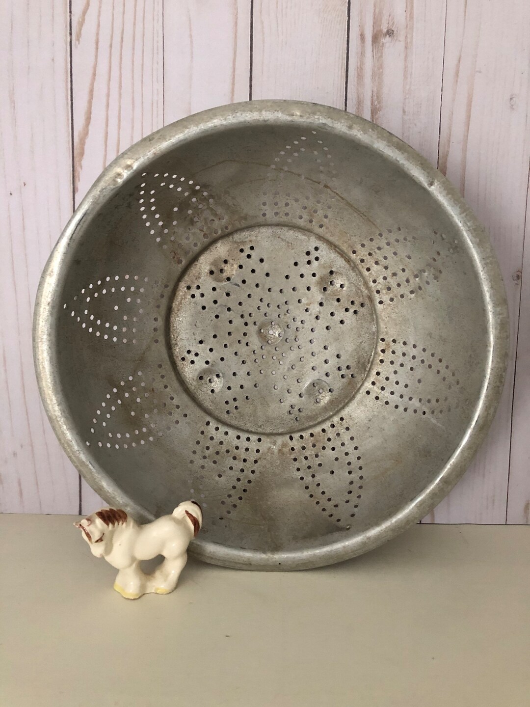 Vintage Aluminum Colander, Farmhouse Decor, MCM Kitchen Decor, Etsy