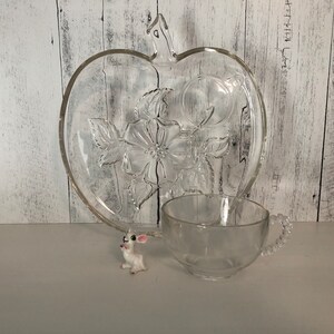 Vintage Hazel Atlas Snack and Sip Set Apple Blossom Pattern