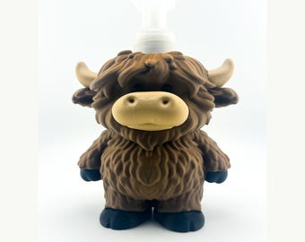 Highland Cow Soap Holder - Fits Bath & Body Works Foaming Soap Bottle - Cute Farmhouse Bathroom Decor - 3D Printed Kentucky Made
