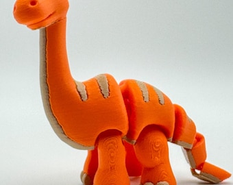 Articulated Brachiosaurus Dinosaur – Flexible Orange Desk Decor Toy