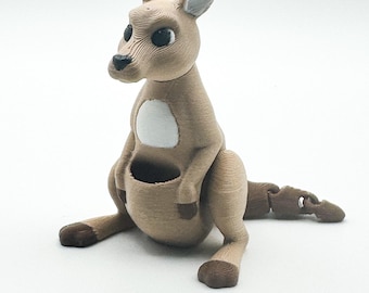 Articulated Kangaroo – 3D Printed Flexi Animal Desk Decor – Kentucky Wildlife Collectible