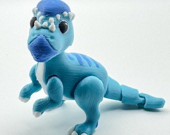 Articulated Pachysaurus – 3D Printed Blue Dinosaur – Flexible Dino Figure – Desk Decor – Collectible Display Piece