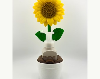 Sunflower Soap Holder - Fits Bath & Body Works Foaming Hand Soap Bottle - Yellow Floral Kitchen Decor - 3D Printed Kentucky Made