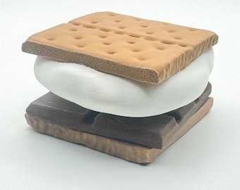 3D Printed S'mores Fidget Clicker – Marshmallow Desk Toy, PLA Filament