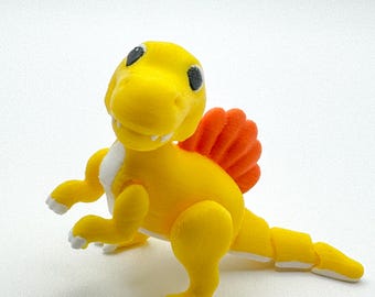 Articulated Spinosaurus – 3D Printed Yellow Dinosaur – Flexible Dino Figure – Desk Decor – Collectible Display Piece