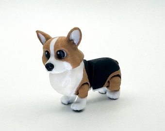 Articulated Corgi Figure | 3D Printed Dog Collectible | Corgi Gift | Handmade Desk Decor