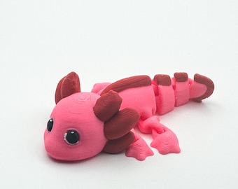 Articulated Axolotl – 3D Printed Flexi Salamander Desk Companion – Fidget Animal Made Kentucky