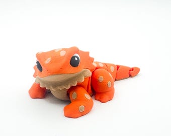 Articulated Bearded Dragon – 3D Printed Flexible Lizard Figure – Reptile Desk Companion – Made in Kentucky