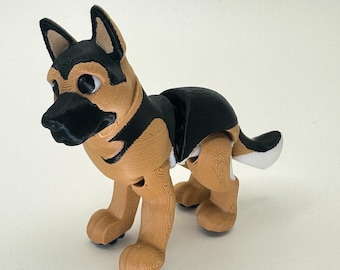 Articulated German Shepherd Figure | 3D Printed Dog Collectible Desk Decor