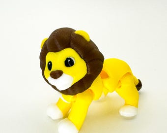 Articulated Lion Figure | 3D Printed Safari Animal Desk Decor