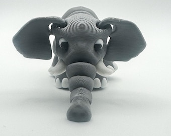 Articulated Elephant – 3D Printed Flexible Elephant Figure – Safari Animal Desk Companion – Made in Kentucky