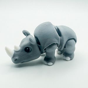 Ledad noshörnings-fidgetleksak – 3D-printad flexibel safaridjur – present till noshörningsälskare – skrivbordsleksak