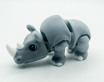 Articulated Rhino – 3D Printed Flexible Rhino Figure – Mini Animal Collectible – Made in Kentucky