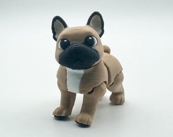 Articulated French Bulldog – 3D Printed Flexible Frenchie Figure – Dog Desk Companion – Made in Kentucky