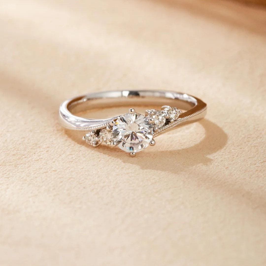 14k Solid Gold Round Cut Lab Grown Diamond Engagement Ring ...