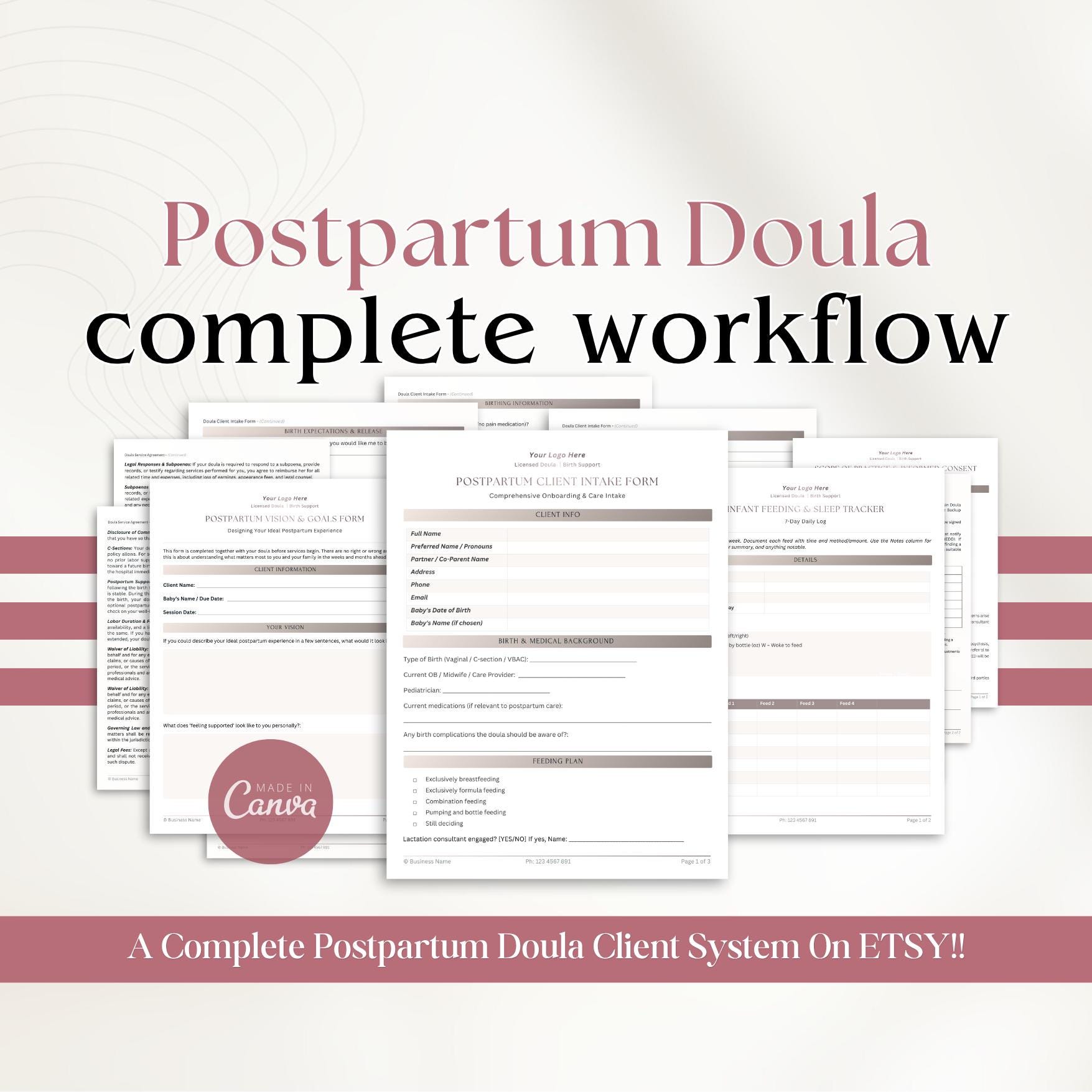 Postpartum Doula Contract & Client Forms Bundle