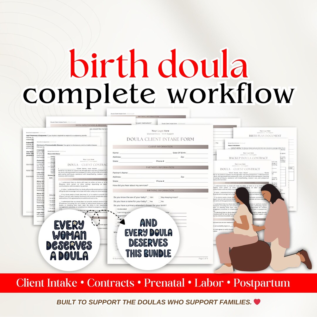 Doula Rack Card Examples Birth Doula Client Packets | Doula Contract, Client Intake Forms, Birth ...