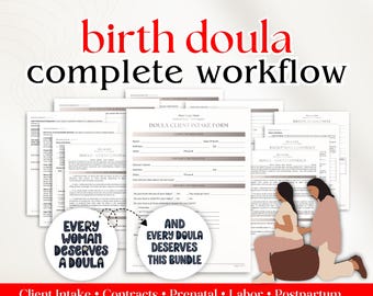 Pakiety dla klientów Douli Porodowej | Umowa Douli, Formularze Przyjęcia Klienta, Szablony Planu Porodu i Wizyt Prenatalnych | Edytowalne | Pakiet Biznesowy Douli