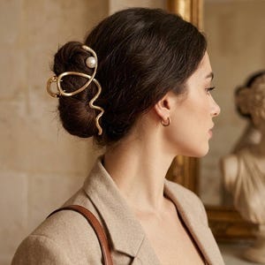 Gold Metal Claw Clip, Large Spiral Clamp, Frenc Twist Bun Holder, Statement Accessory Gift