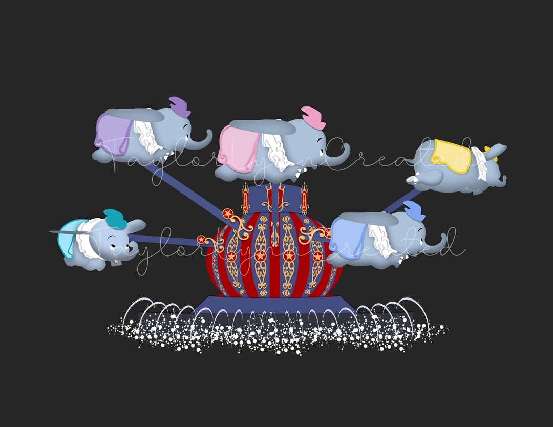 Disneyland Rides Graphics Disneyland Flying Elephant Ride Inspired Digital Graphics Bundle ...