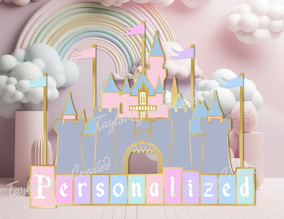 Custom Name Disneyland Inspired Entrance Sign Castle Digital Printable Poster Backdrop