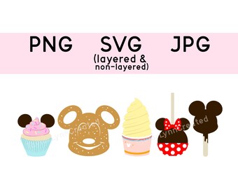 Disneyland Snacks and Treats Inspired Digital Graphics Bundle - JPEG PNG SVG transparent