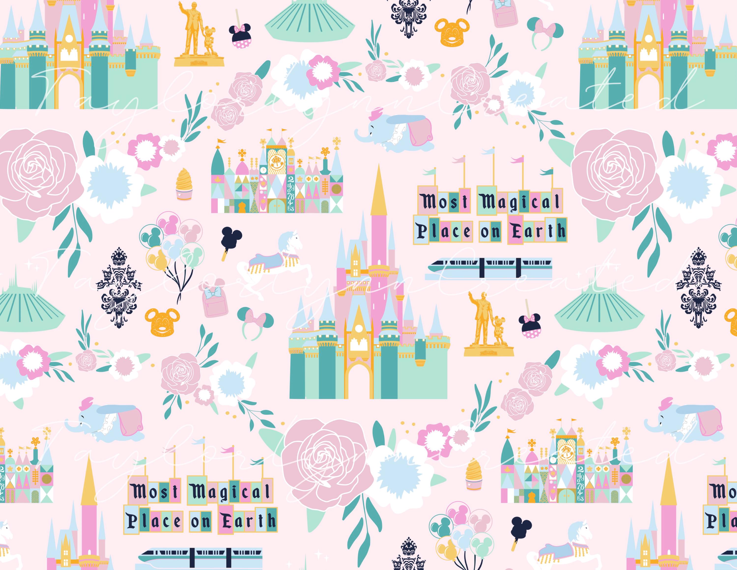 Seamless Pattern Large High-resolution Disney World Inspired Digital ...