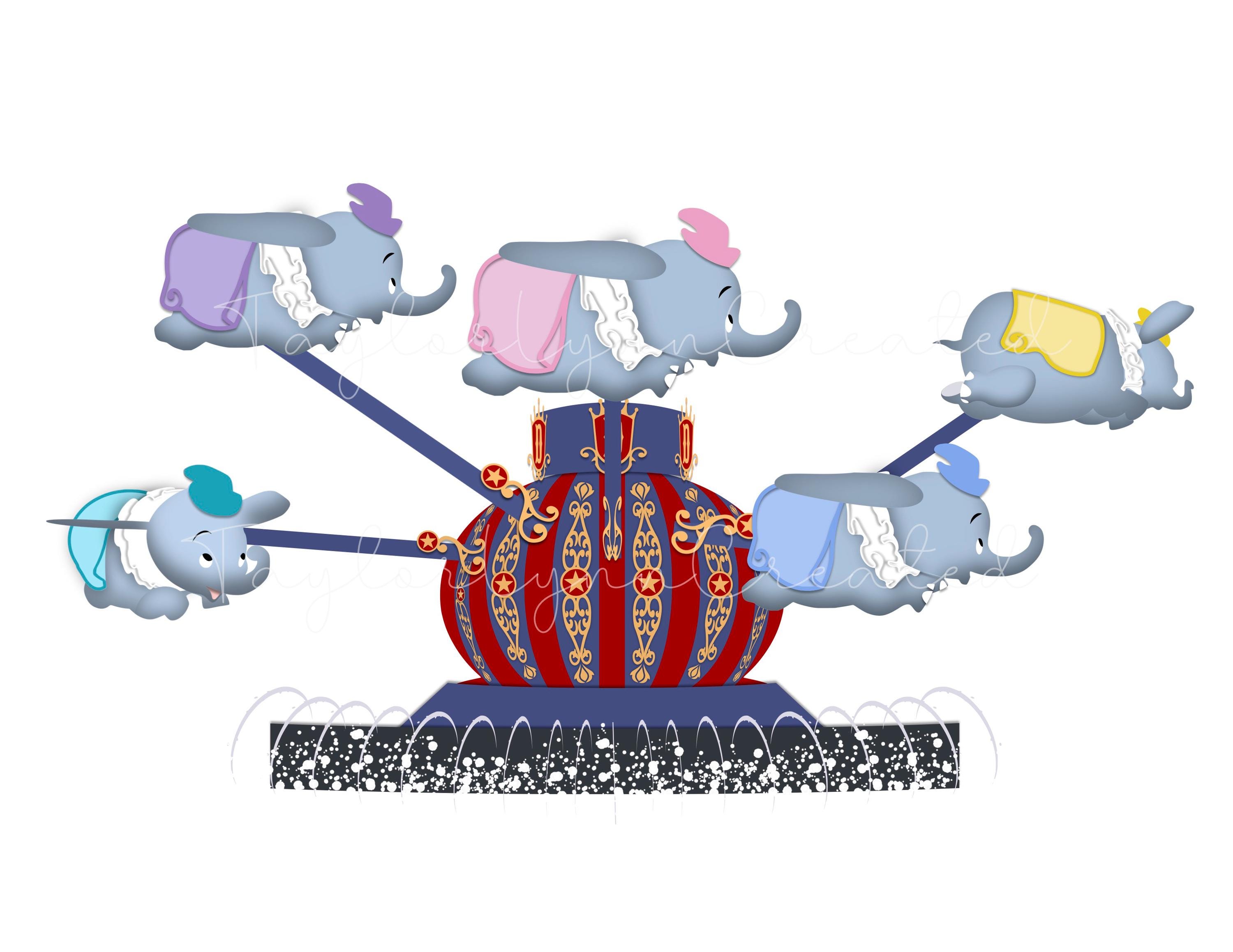 Disneyland Rides Graphics Disneyland Flying Elephant Ride Inspired Digital Graphics Bundle ...