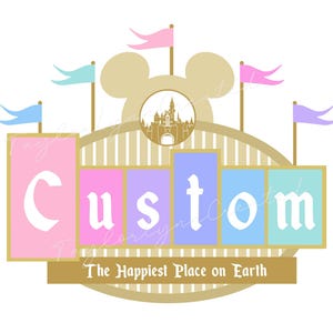 Custom Name Disneyland Inspired Entrance Sign Digital Graphics Bundle ...