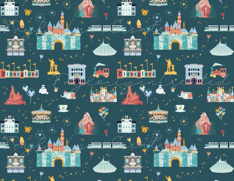 Disney Camera Seamless Pattern Seamless Pattern Large High-resolution Disneyland Inspired Digital ...