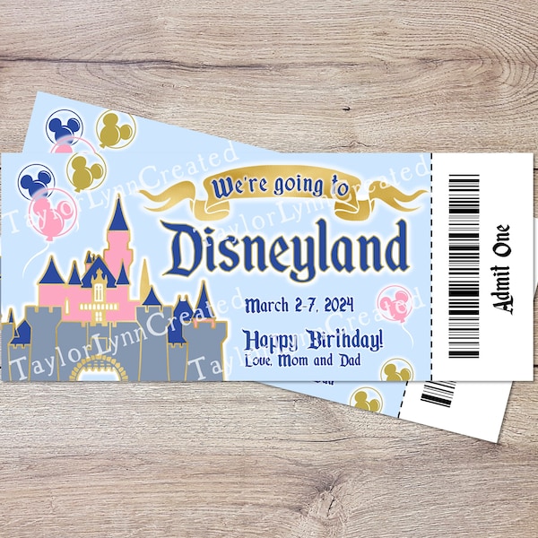 Custom Printable Disneyland Trip Reveal