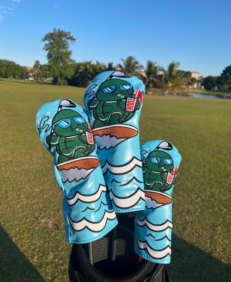 Funny Turtle Golf Headcovers Set Driver Fairway Hybrid Surfing Turtle ...