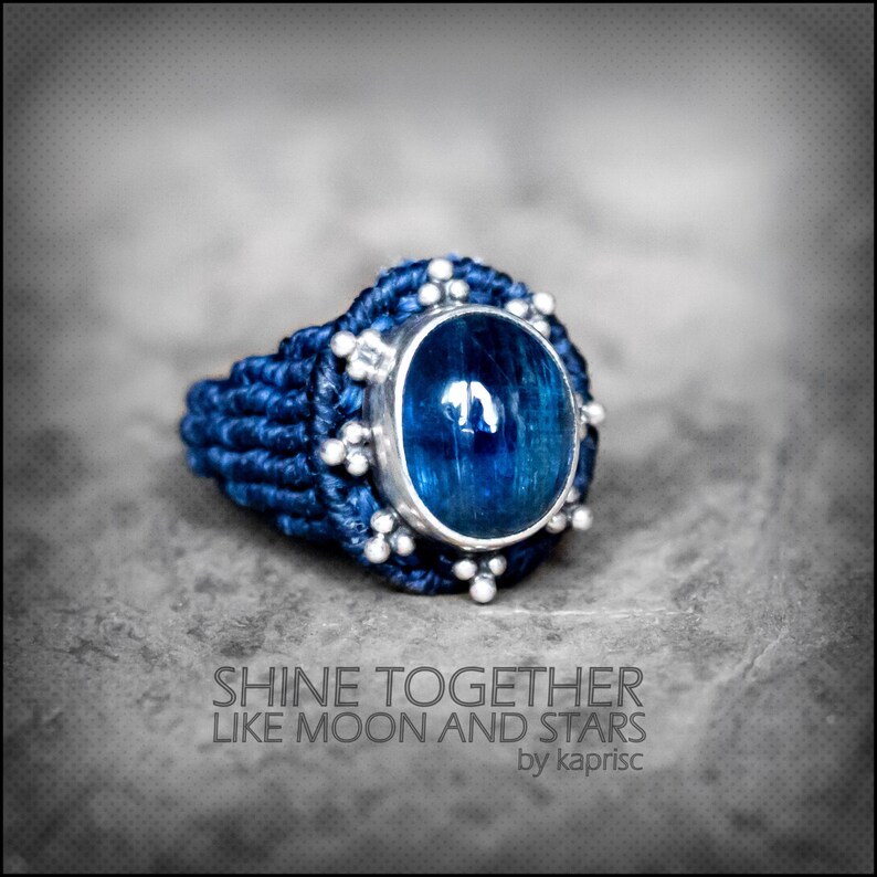 Kyanite Silver 925 Macrame Ring - Etsy