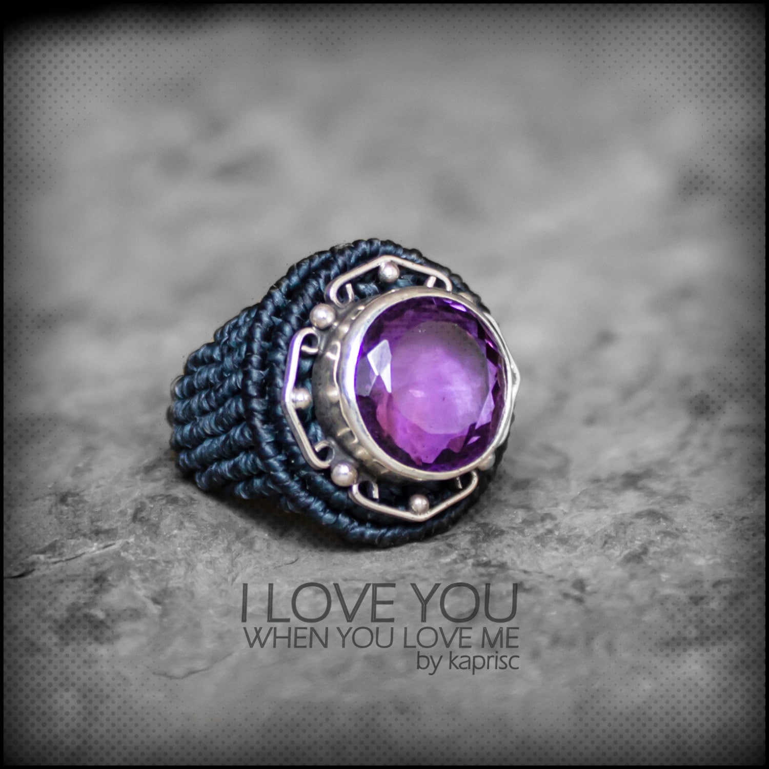Amethyst Silver 925 Macrame Ring - Etsy