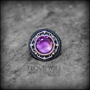 Amethyst Silver 925 Macrame Ring - Etsy