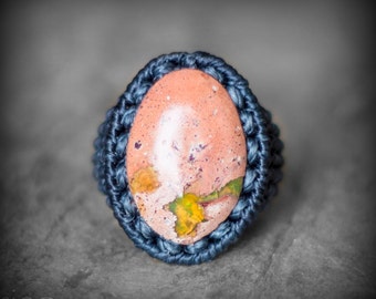 Mexican Boulder Opal Ring Macrame