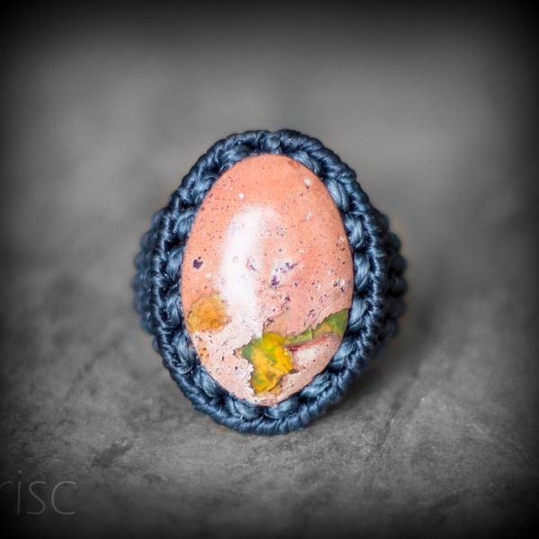 Mexican Boulder Opal Ring Macrame