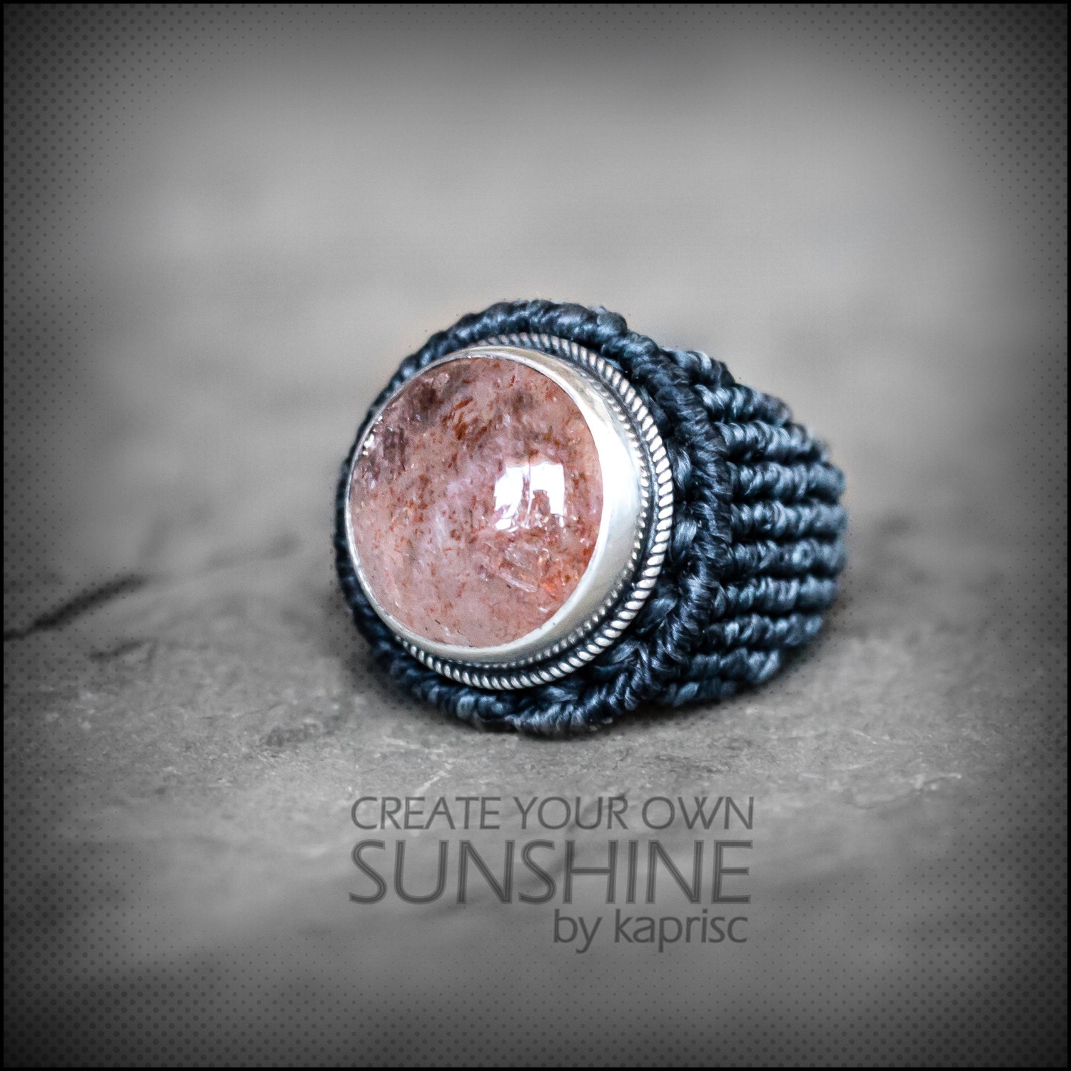 Sunstone Silver 925 Macrame Ring - Etsy