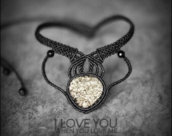 RESERVED! Raw Pyrite Choker Macrame Necklace
