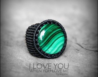 Big Statement Malachite ring macrame