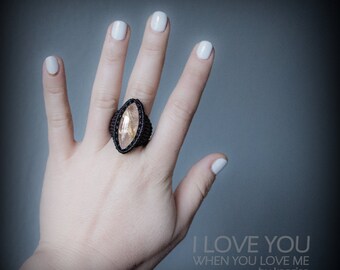 RESERVED! Rutile Quartz Macrame Ring