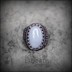 Blue Chalcedony macrame ring image 2