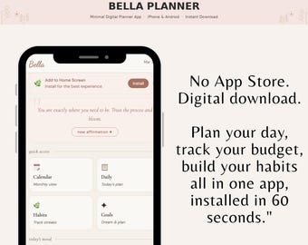 Aesthetic Digital Planner App 2026 | Minimal | iPhone & Android | Daily Monthly Habit Goal Tracker | Instant Download