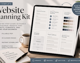 Website Planning Kit for Small Businesses, Fillable andPrintable PDF Workbook, Brand Strategy, Website Structure and SEO Planner
