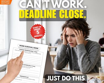 ADHD Work Survival Sheet – Can’t Work, Deadline Panic, Do the Bare Minimum to Keep Your Job, Anti-Procrastination Reset Printable